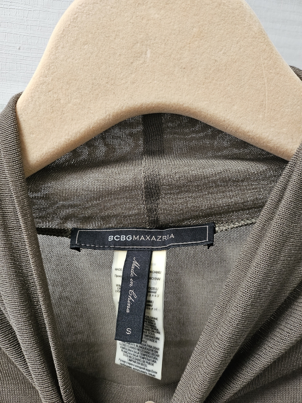 BCBGMaxAzria Taupe Sheer Brown Long Sleeve - Picture 2 of 4